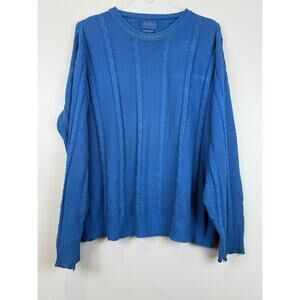 Vintage Pen West Pendleton Sweater Blue Cable Knit USA Made M ILGWU union tag.
